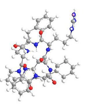 Three-dimensional ball-and-stick model of the ALS-205 molecule